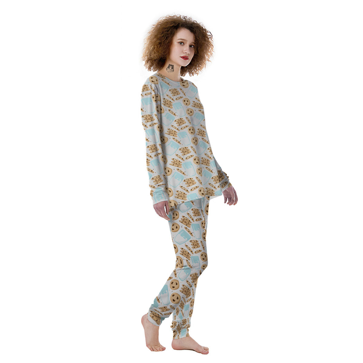 Cookies And Milk Print Pattern Women's Pajamas-grizzshop