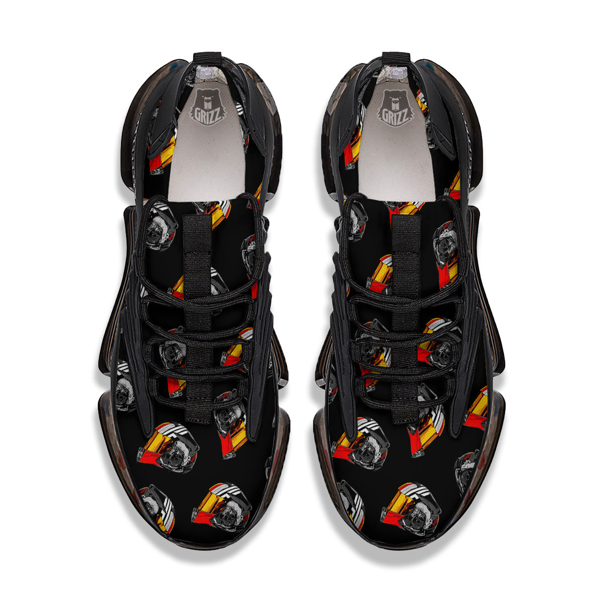 Cool Biker Helmet Print Pattern Black Gym Shoes-grizzshop