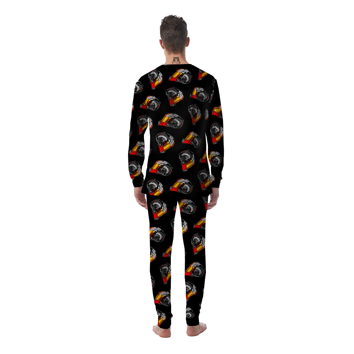 Cool Biker Helmet Print Pattern Men's Pajamas-grizzshop