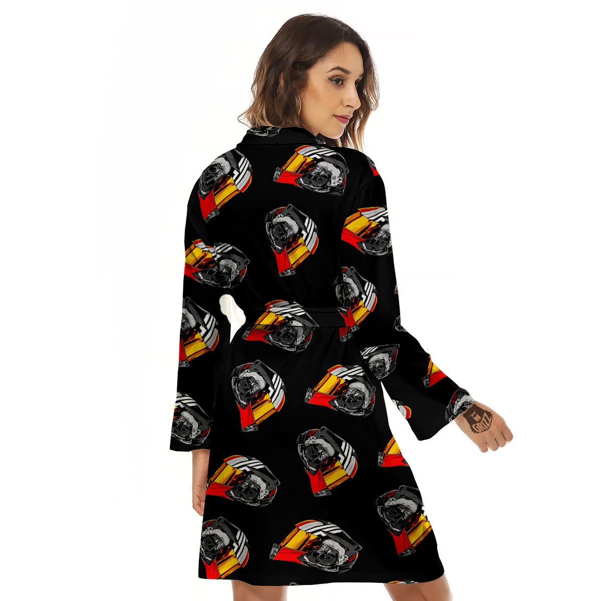 Cool Biker Helmet Print Pattern Women's Robe-grizzshop