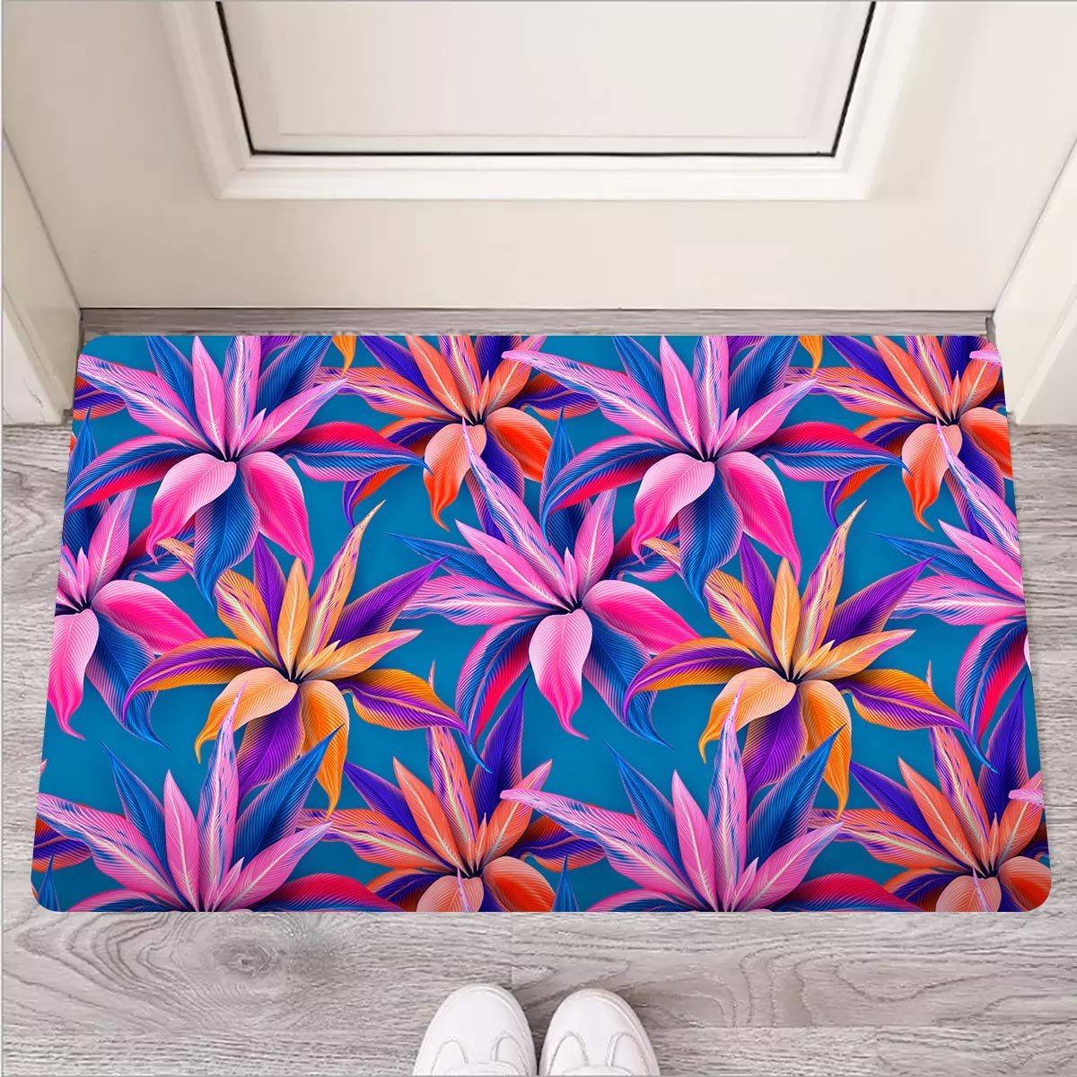 Cordyline Tropical Floral Print Door Mat-grizzshop