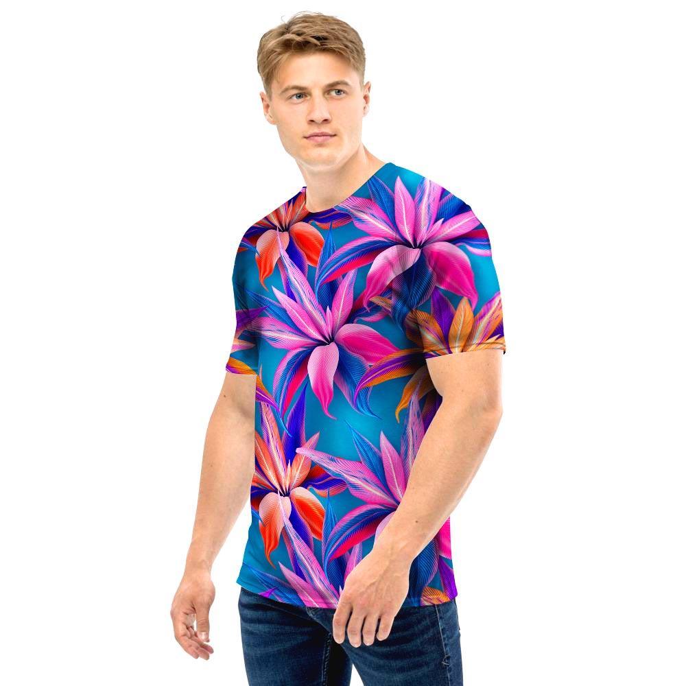 Cordyline Tropical Floral Print Men T Shirt-grizzshop