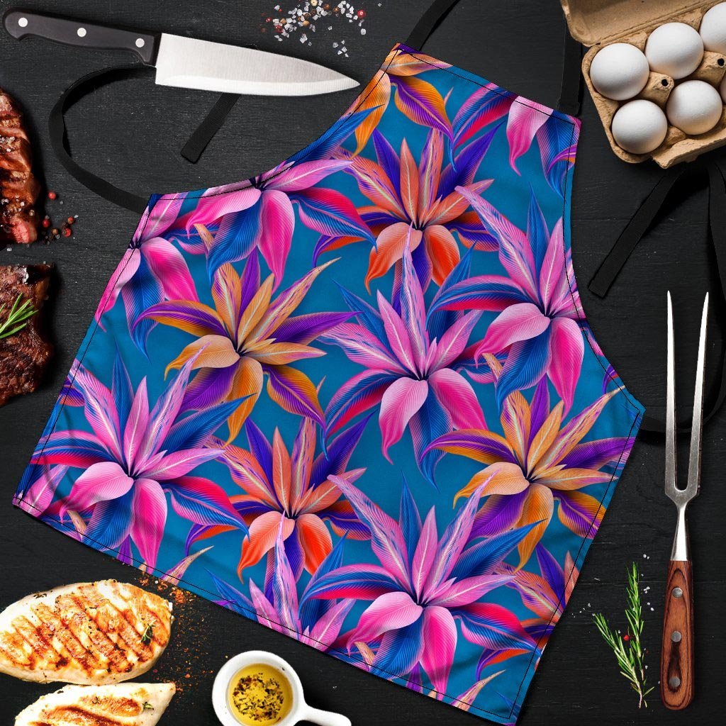 Cordyline Tropical Floral Print Men's Apron-grizzshop