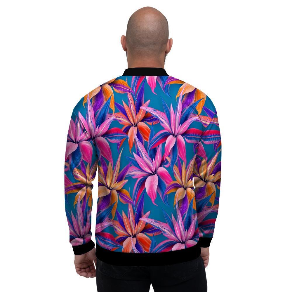 Cordyline Tropical Floral Print Men's Bomber Jacket-grizzshop