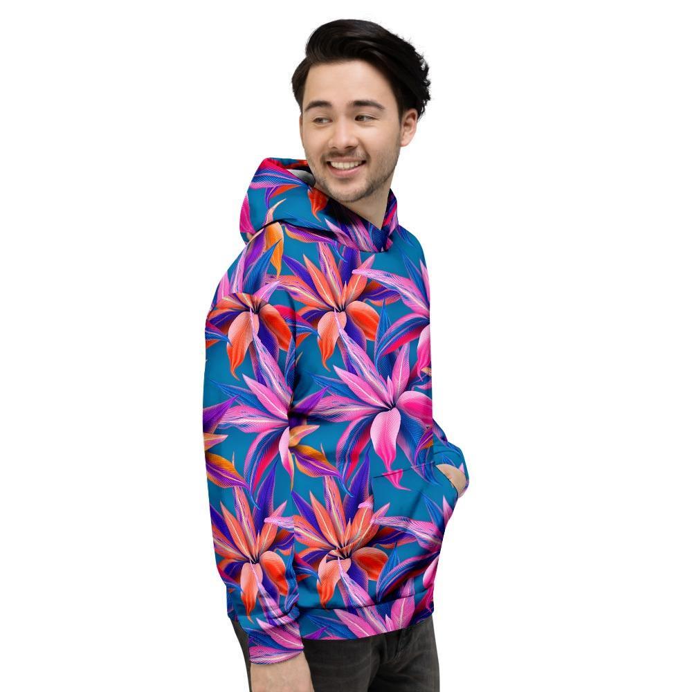 Cordyline Tropical Floral Print Men's Hoodie-grizzshop