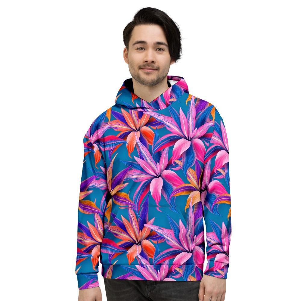 Cordyline Tropical Floral Print Men's Hoodie-grizzshop