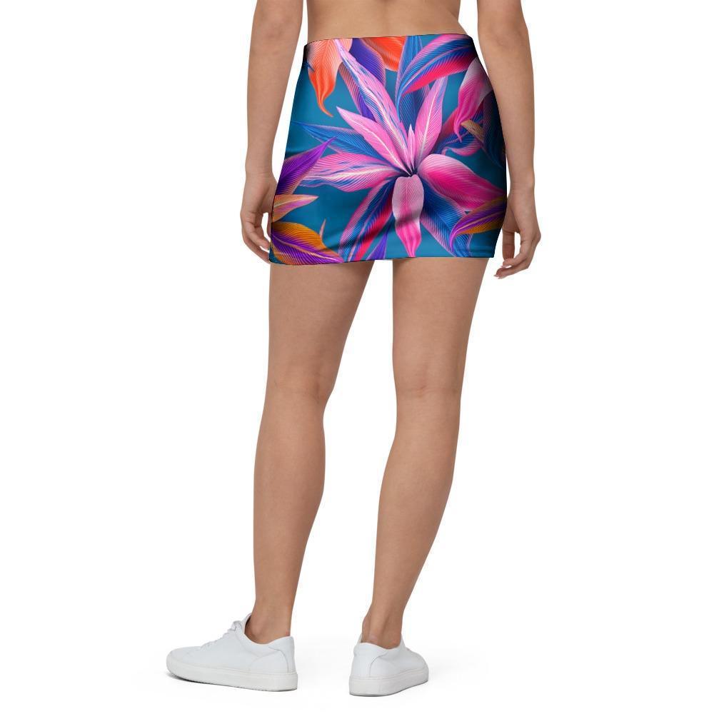 Cordyline Tropical Floral Print Mini Skirt-grizzshop