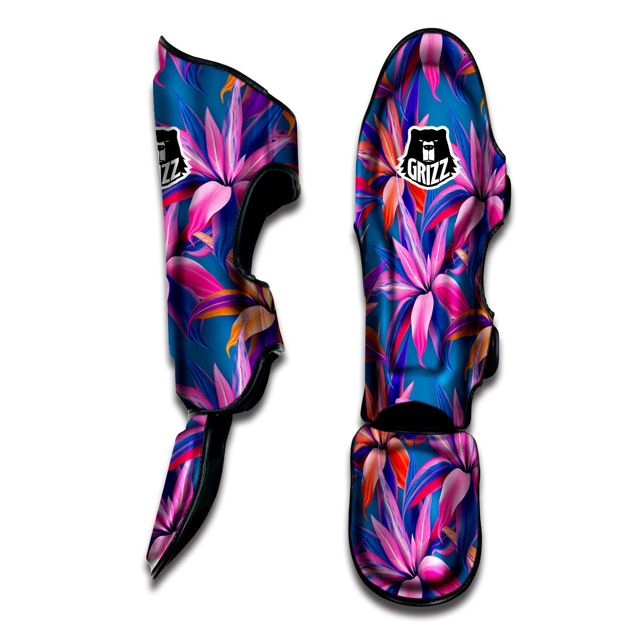 Cordyline Tropical Floral Print Muay Thai Shin Guard-grizzshop