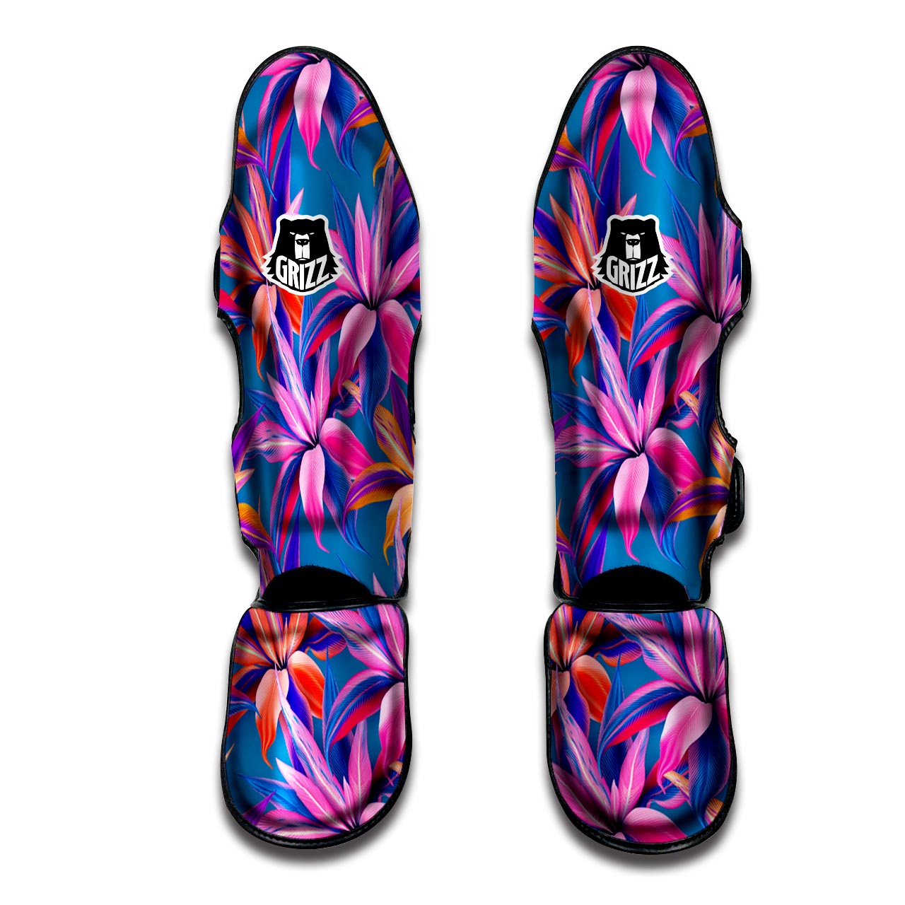 Cordyline Tropical Floral Print Muay Thai Shin Guard-grizzshop