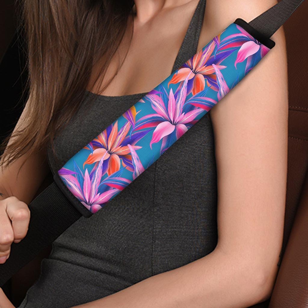 Cordyline Tropical Floral Print Seat Belt Cover-grizzshop