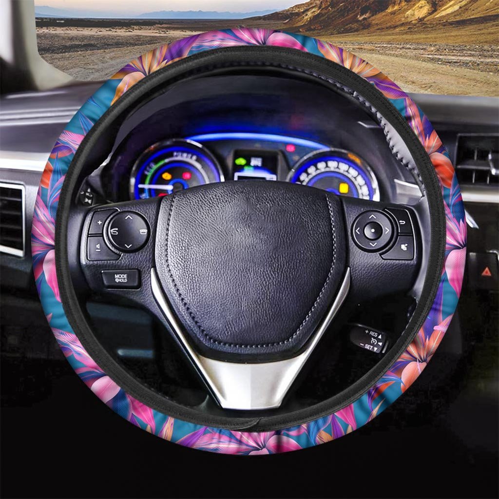 Cordyline Tropical Floral Print Steering Wheel Cover-grizzshop