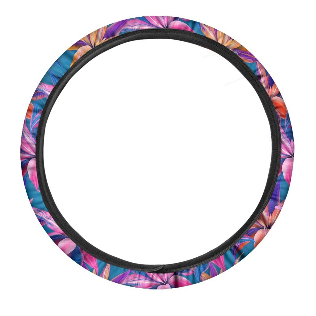 Cordyline Tropical Floral Print Steering Wheel Cover-grizzshop