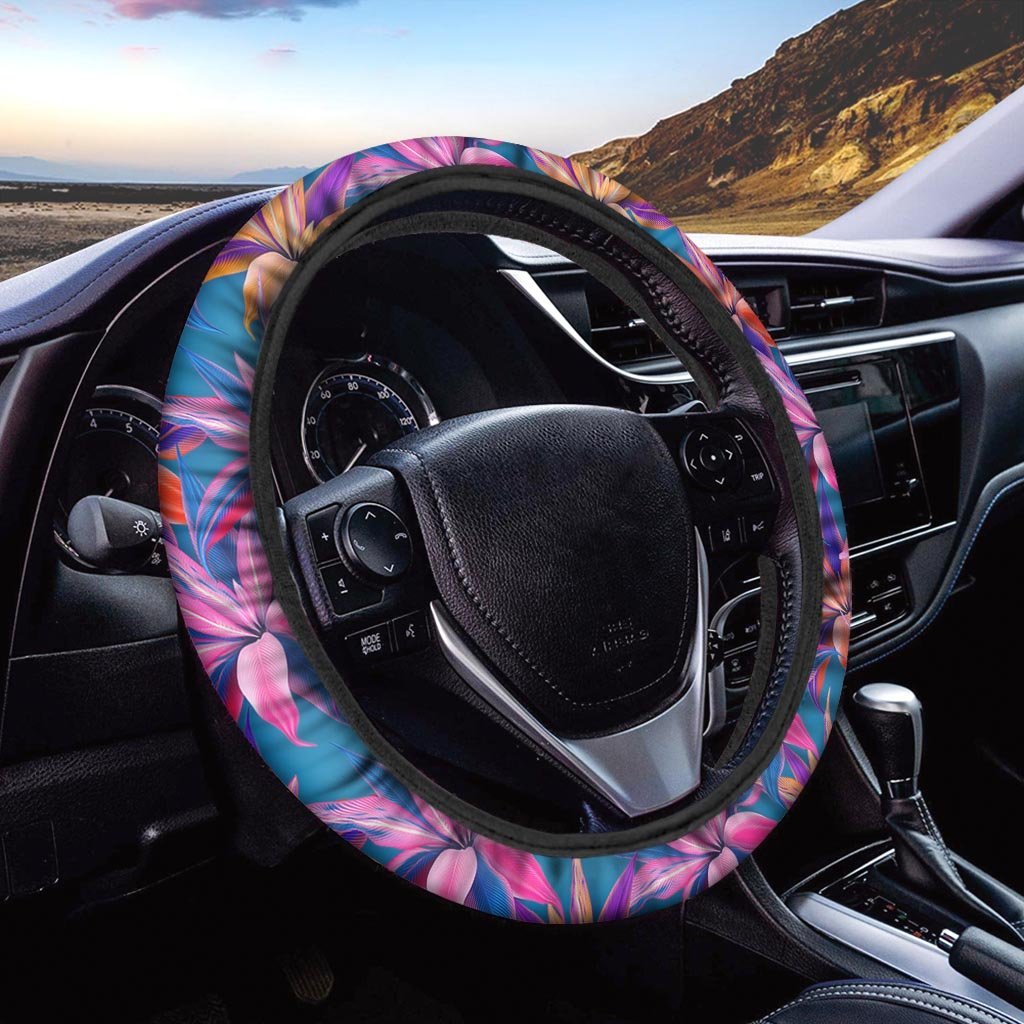 Cordyline Tropical Floral Print Steering Wheel Cover-grizzshop