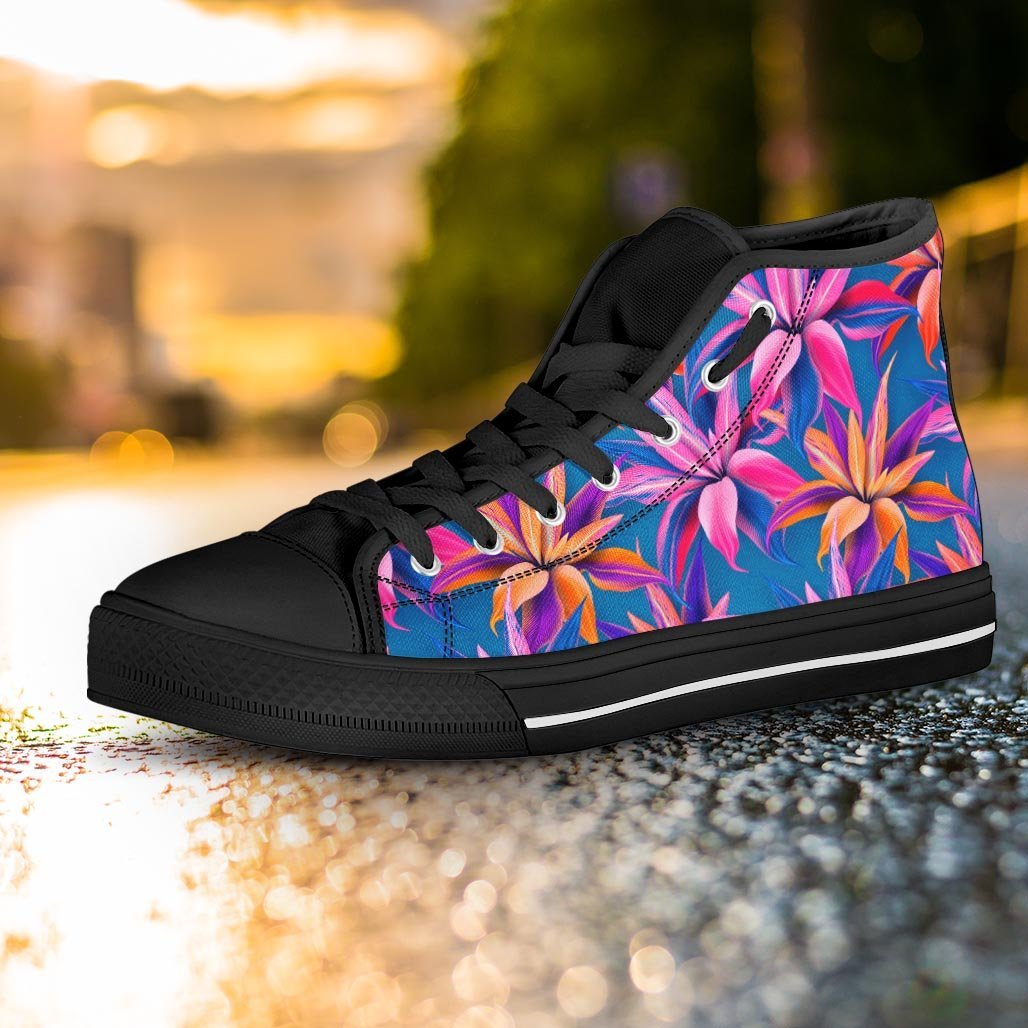 Cordyline Tropical Floral Print Women's High Top Shoes-grizzshop
