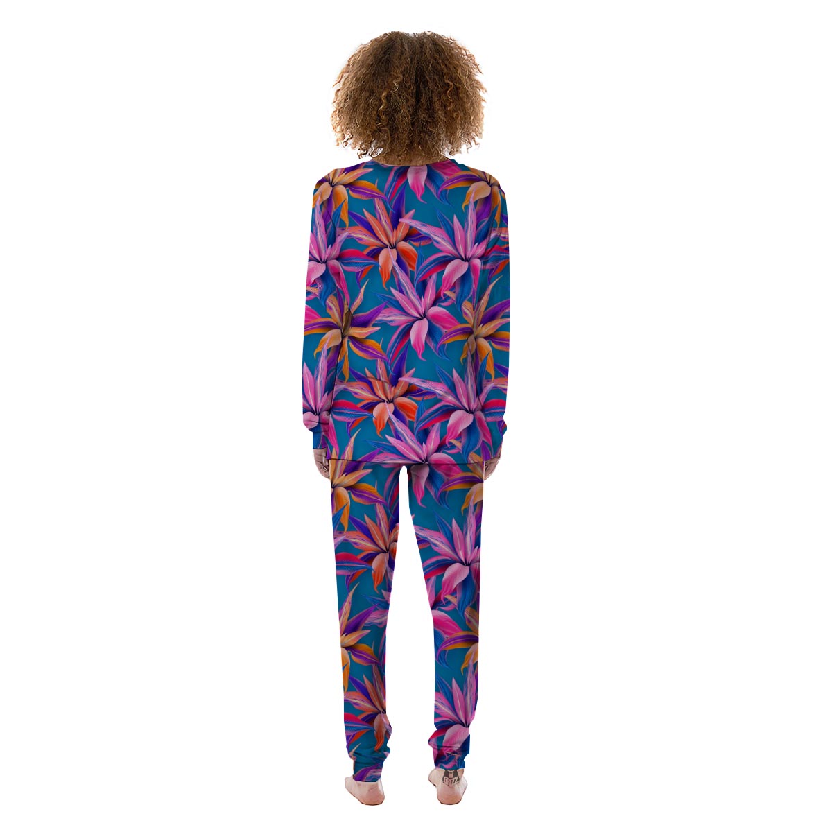 Cordyline Tropical Floral Print Women's Pajamas-grizzshop