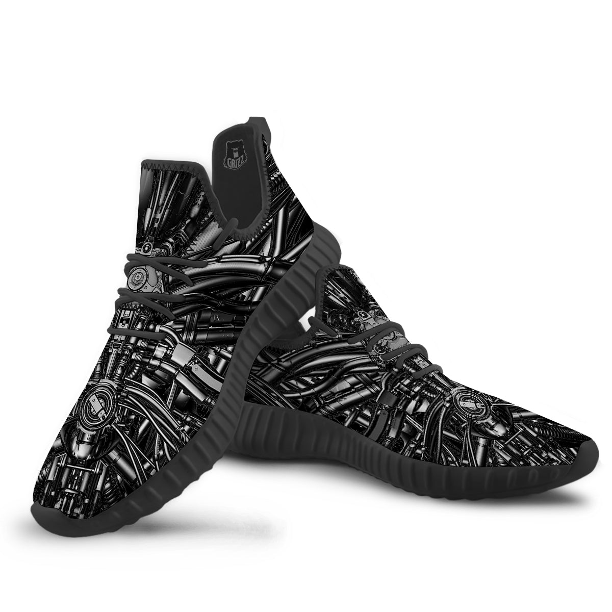 Core Of The Machine Print Black Walking Shoes-grizzshop