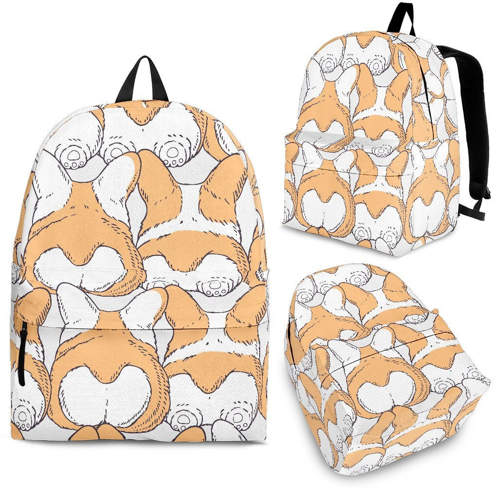 Corgi Butt Pattern Print Backpack-grizzshop