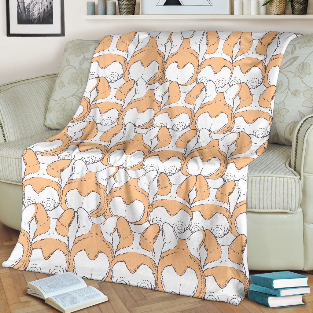 Corgi Butt Pattern Print Blanket-grizzshop