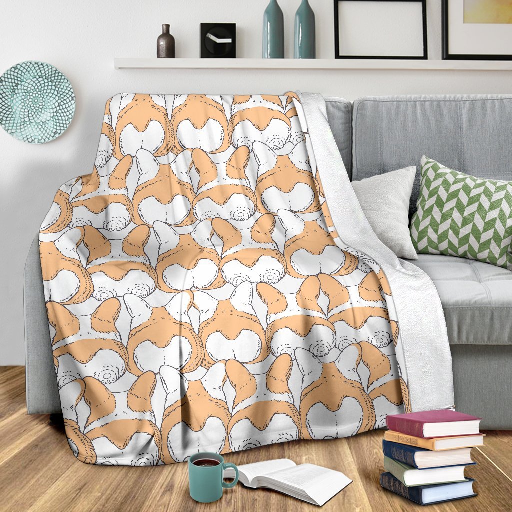 Corgi Butt Pattern Print Blanket-grizzshop