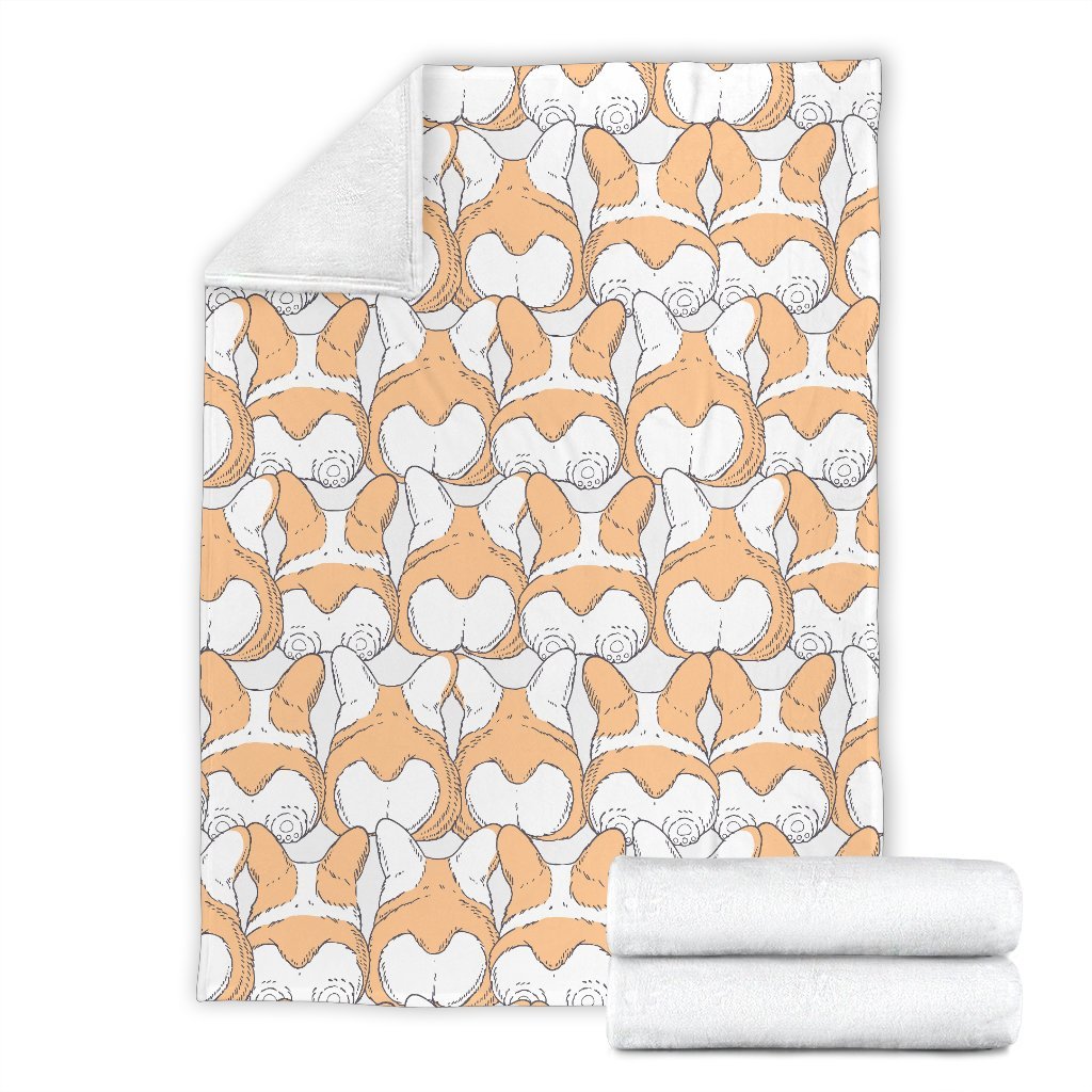 Corgi Butt Pattern Print Blanket-grizzshop