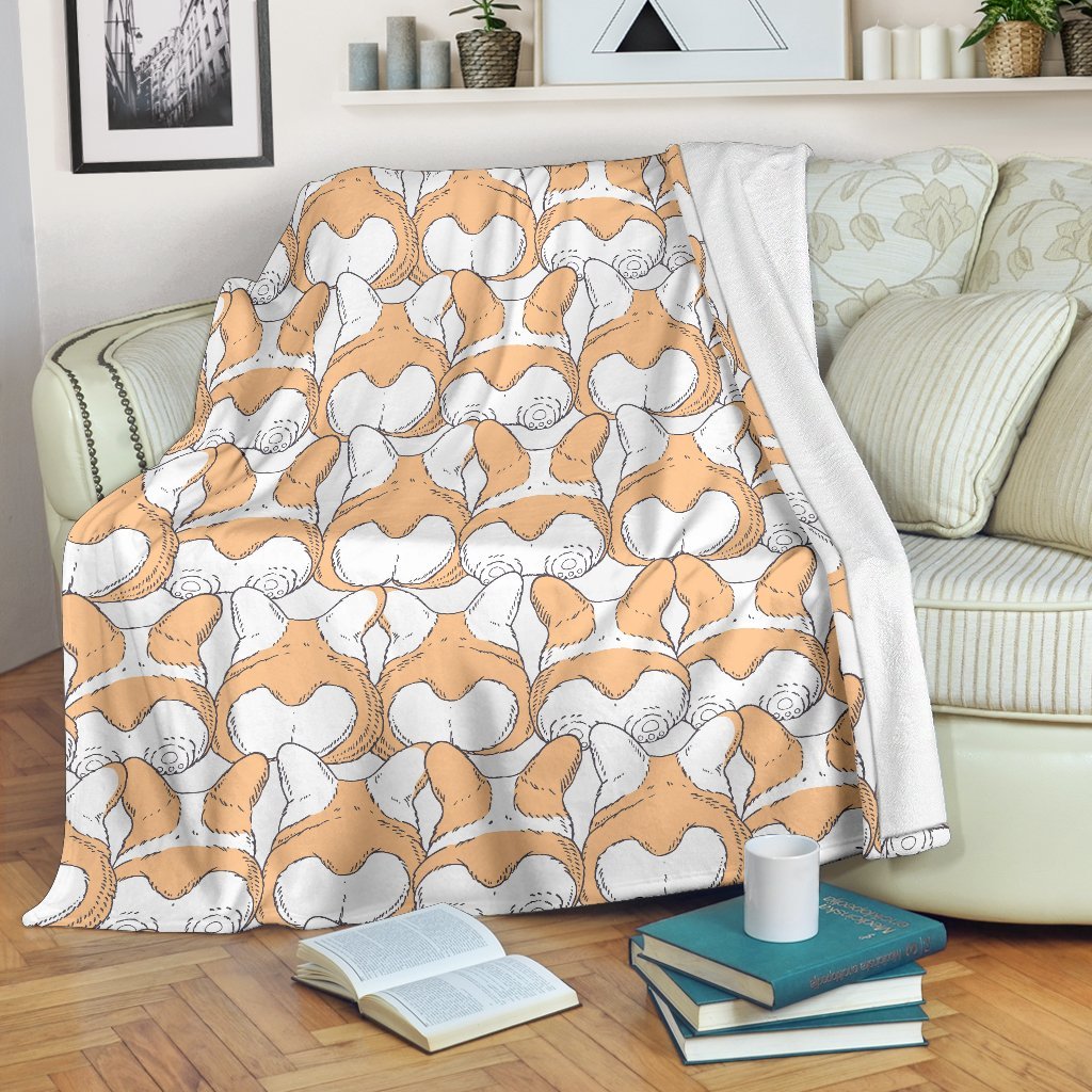 Corgi Butt Pattern Print Blanket-grizzshop