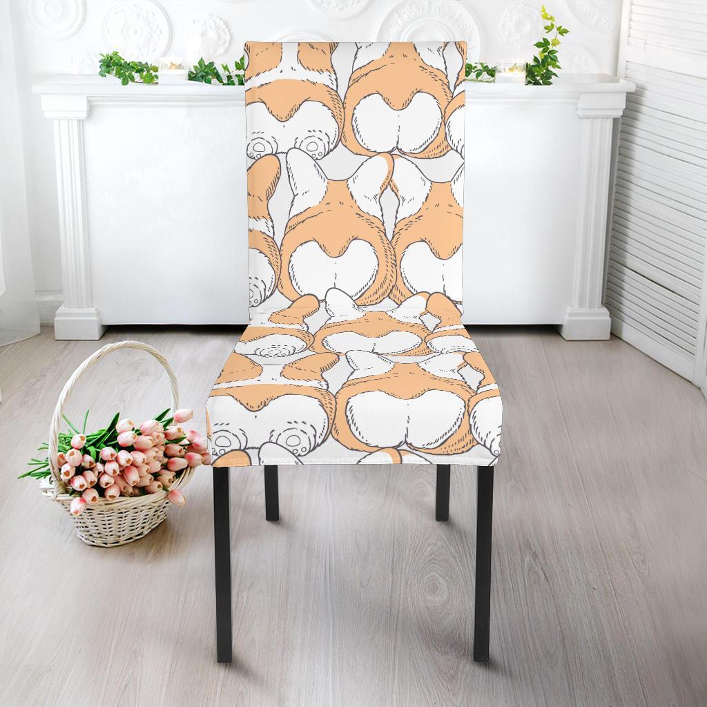 Corgi Butt Pattern Print Chair Cover-grizzshop