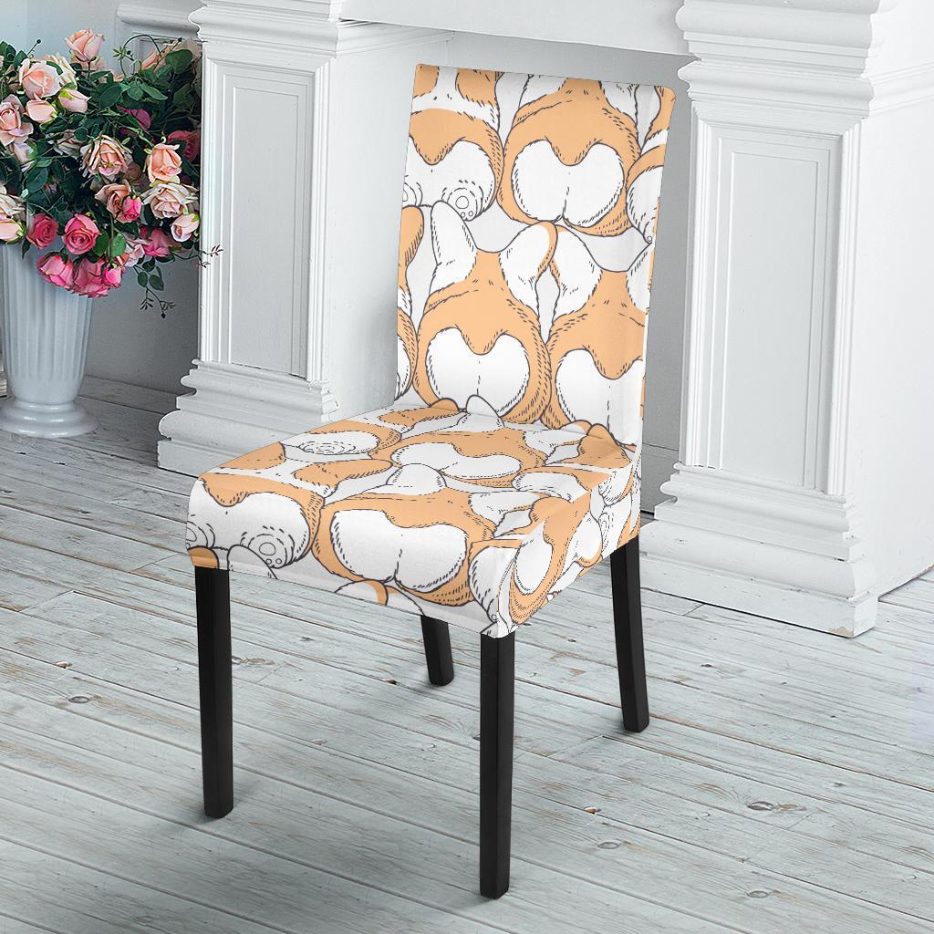 Corgi Butt Pattern Print Chair Cover-grizzshop