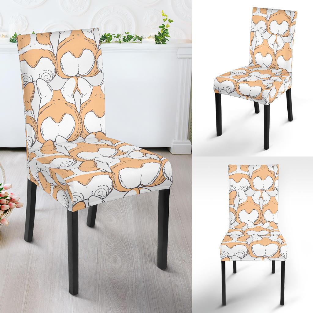 Corgi Butt Pattern Print Chair Cover-grizzshop