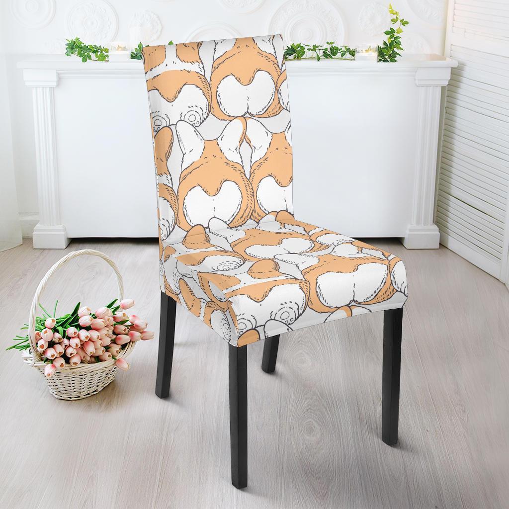 Corgi Butt Pattern Print Chair Cover-grizzshop