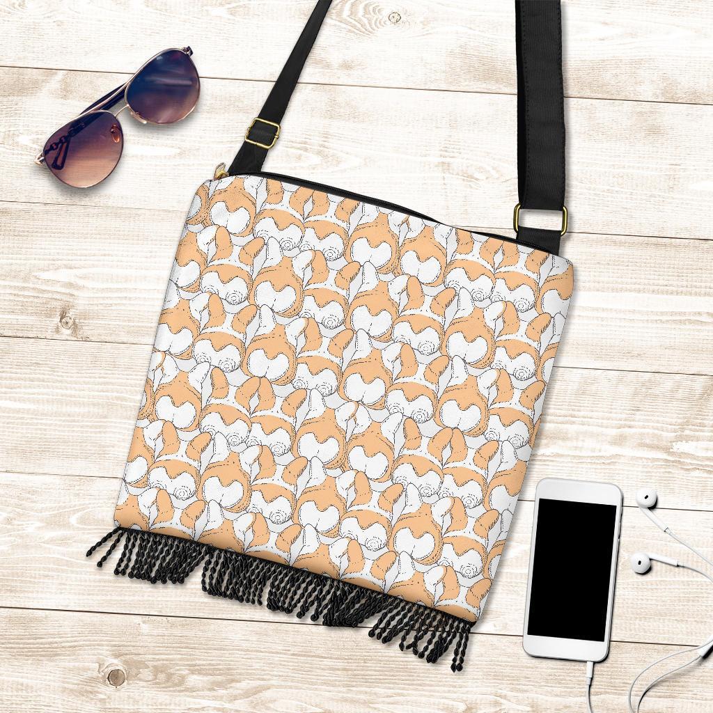 Corgi Butt Pattern Print Crossbody Bags-grizzshop