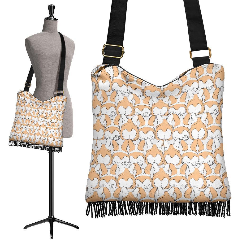 Corgi Butt Pattern Print Crossbody Bags-grizzshop