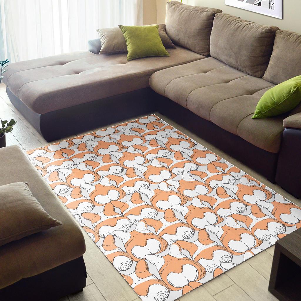 Corgi Butt Pattern Print Floor Mat-grizzshop