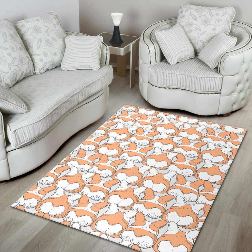 Corgi Butt Pattern Print Floor Mat-grizzshop