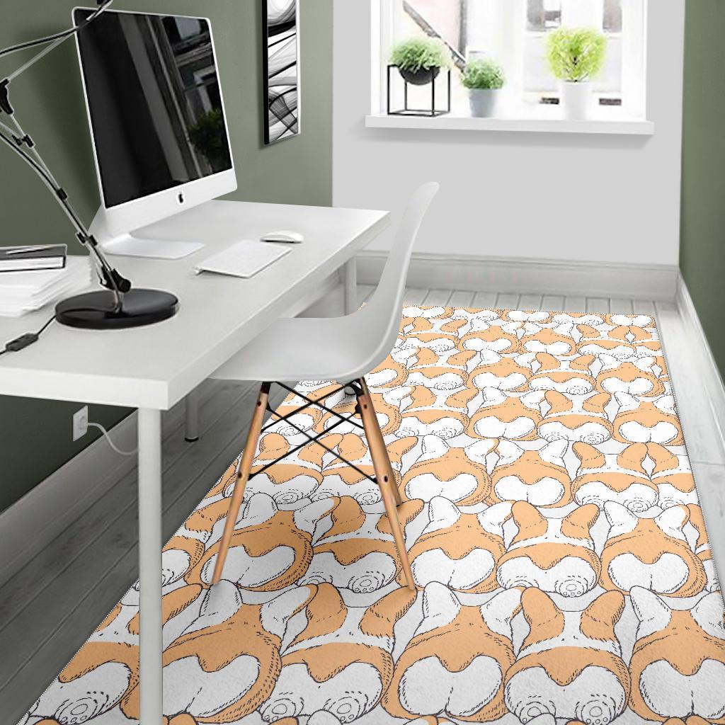 Corgi Butt Pattern Print Floor Mat-grizzshop