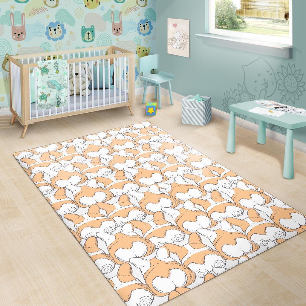 Corgi Butt Pattern Print Floor Mat-grizzshop