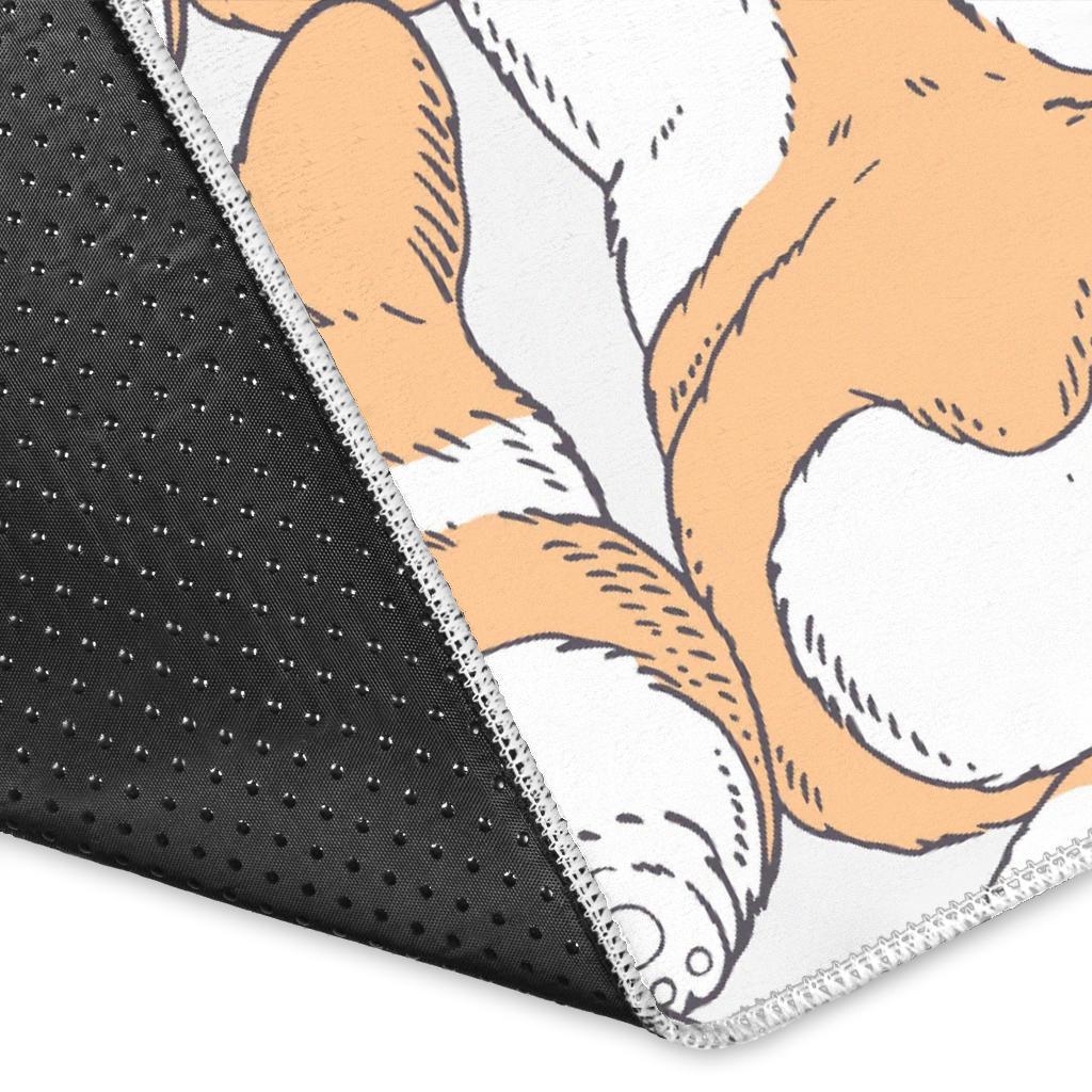 Corgi Butt Pattern Print Floor Mat-grizzshop