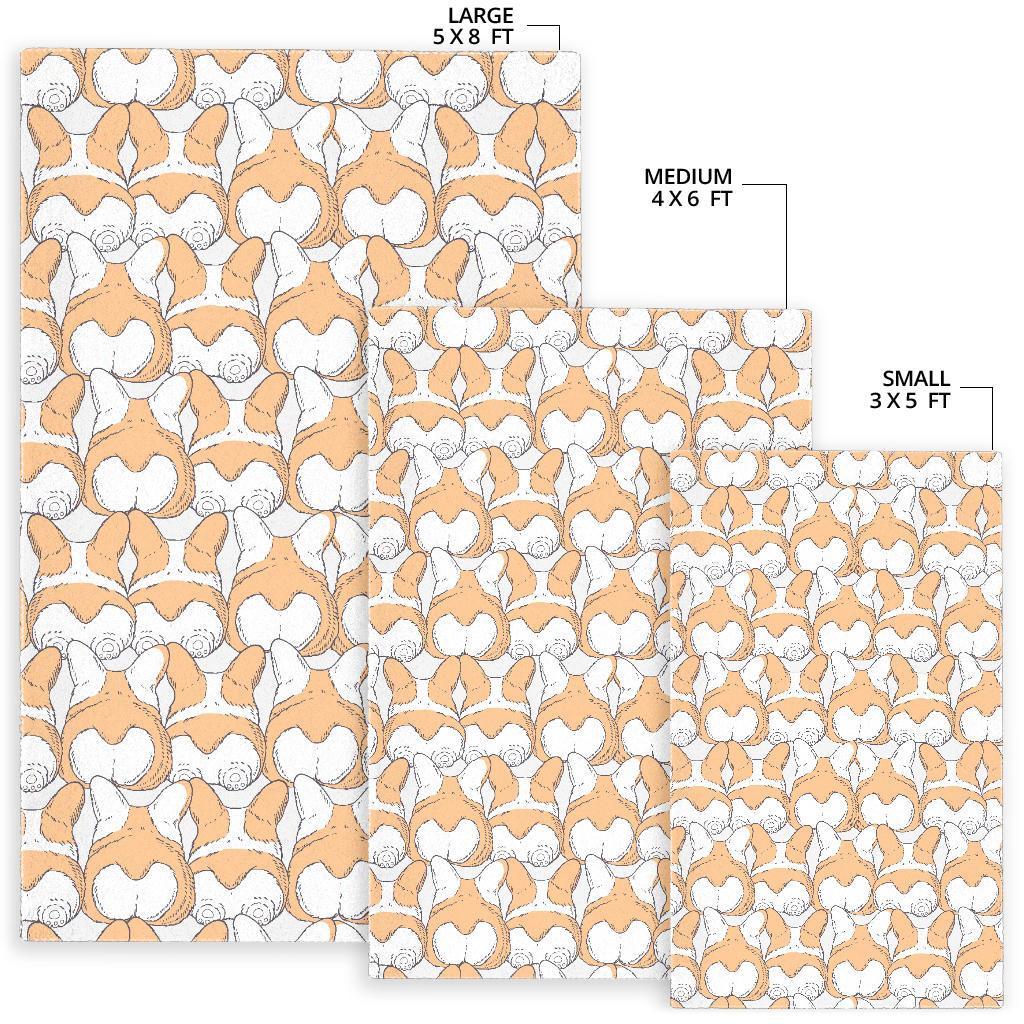 Corgi Butt Pattern Print Floor Mat-grizzshop