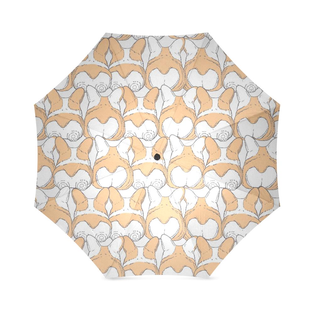 Corgi Butt Pattern Print Foldable Umbrella-grizzshop