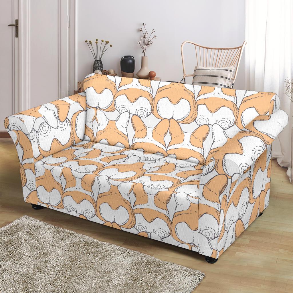 Corgi Butt Pattern Print Loveseat Cover-grizzshop