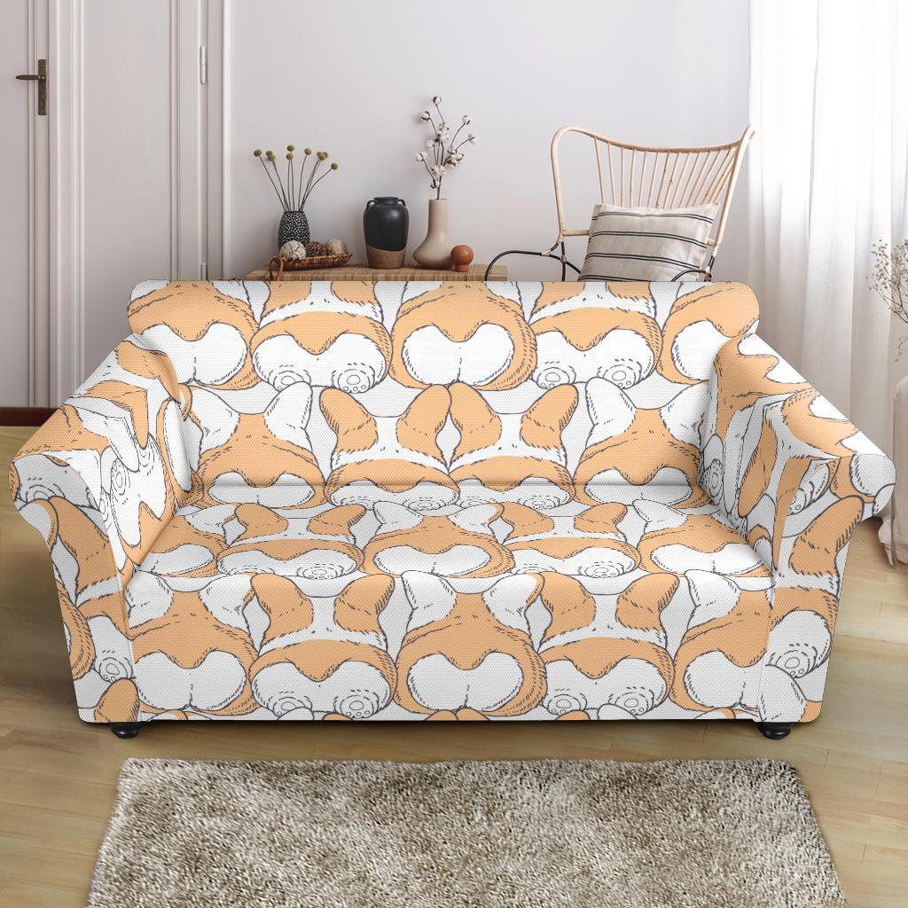 Corgi Butt Pattern Print Loveseat Cover-grizzshop