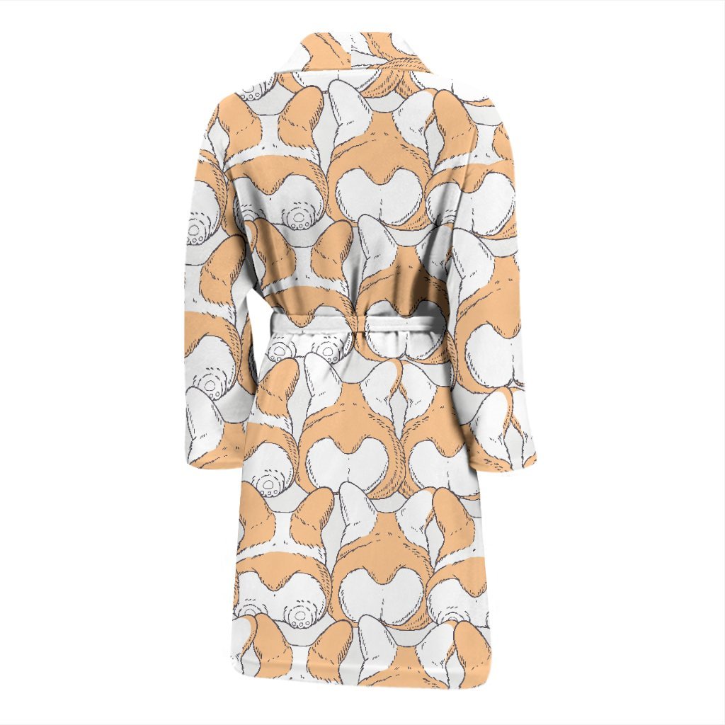 Corgi Butt Pattern Print Men Long Robe-grizzshop