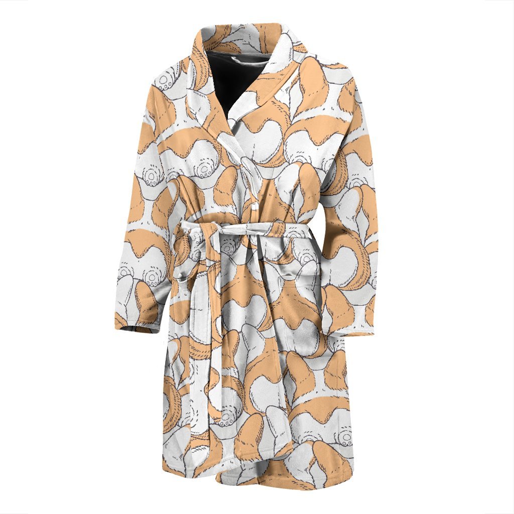 Corgi Butt Pattern Print Men Long Robe-grizzshop