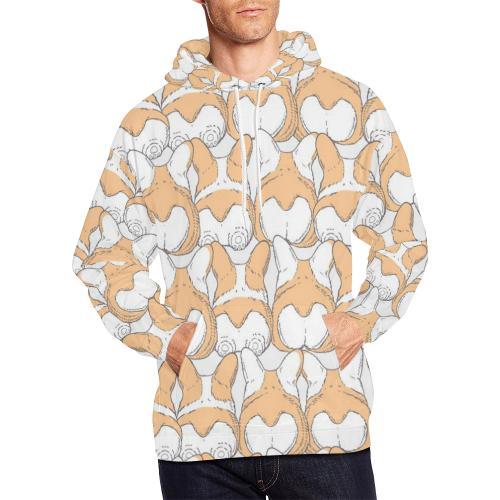 Corgi Butt Pattern Print Men Pullover Hoodie-grizzshop