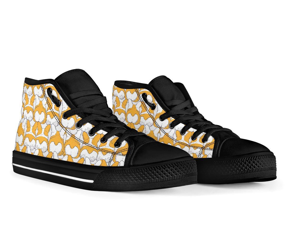 Corgi Butt Pattern Print Men Women's High Top Shoes-grizzshop