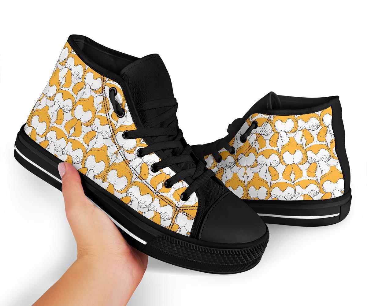 Corgi Butt Pattern Print Men Women's High Top Shoes-grizzshop