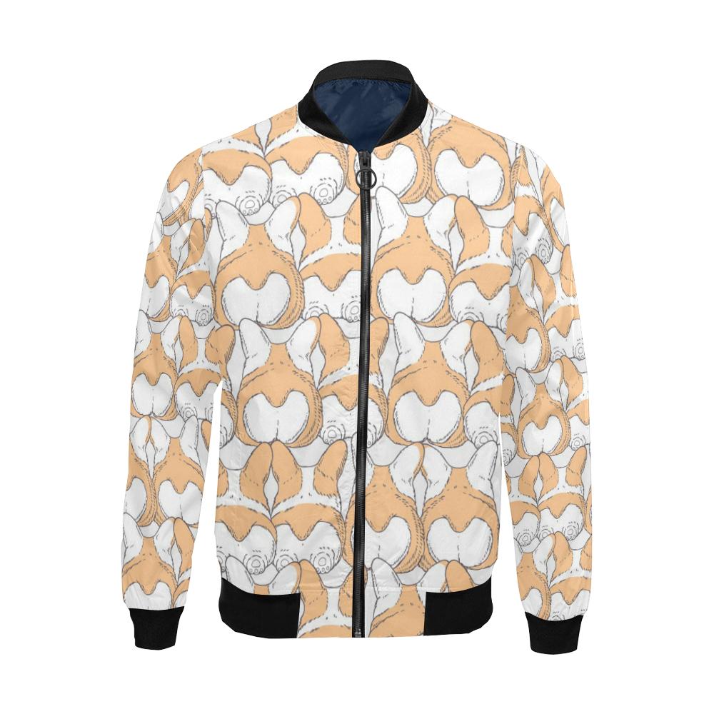 Corgi Butt Pattern Print Men's Bomber Jacket-grizzshop