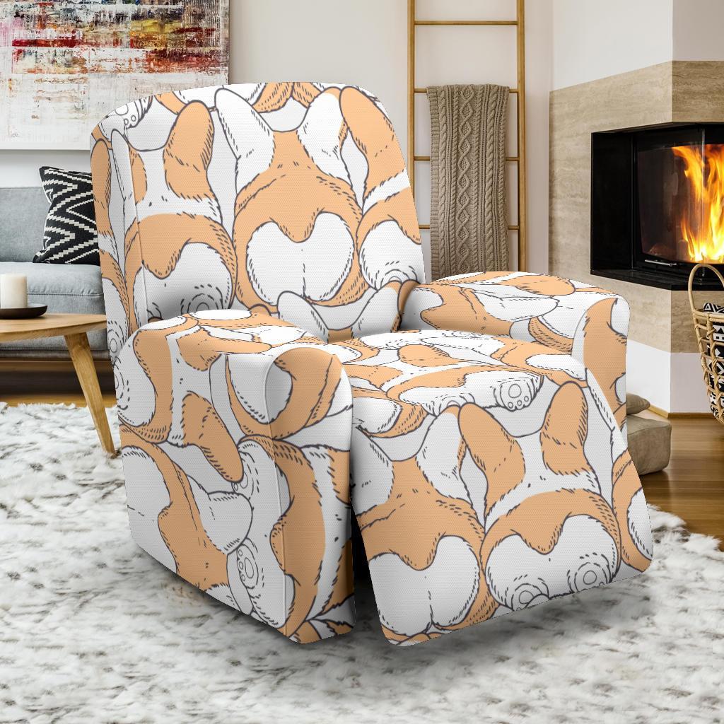 Corgi Butt Pattern Print Recliner Cover-grizzshop