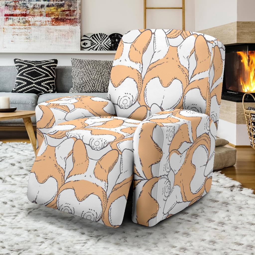 Corgi Butt Pattern Print Recliner Cover-grizzshop