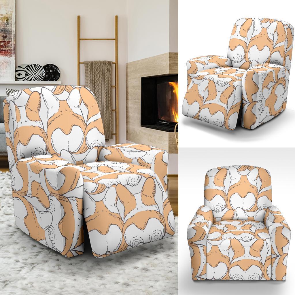 Corgi Butt Pattern Print Recliner Cover-grizzshop