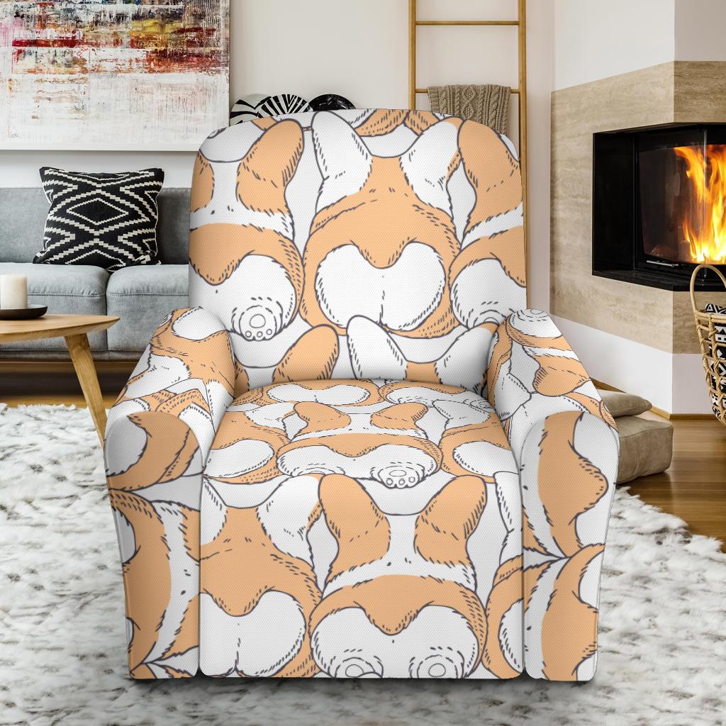 Corgi Butt Pattern Print Recliner Cover-grizzshop